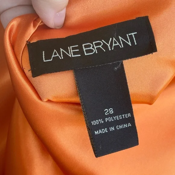 Lane Bryant Autumn Orange Silky Pleated Blouse Size: 28 Women’s Plus - Picture 3 of 4